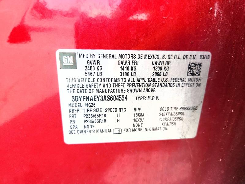 Продаж на аукціоні авто 2010 Cadillac Srx, vin: 3GYFNAEY3AS604534, номер лоту: 64407176