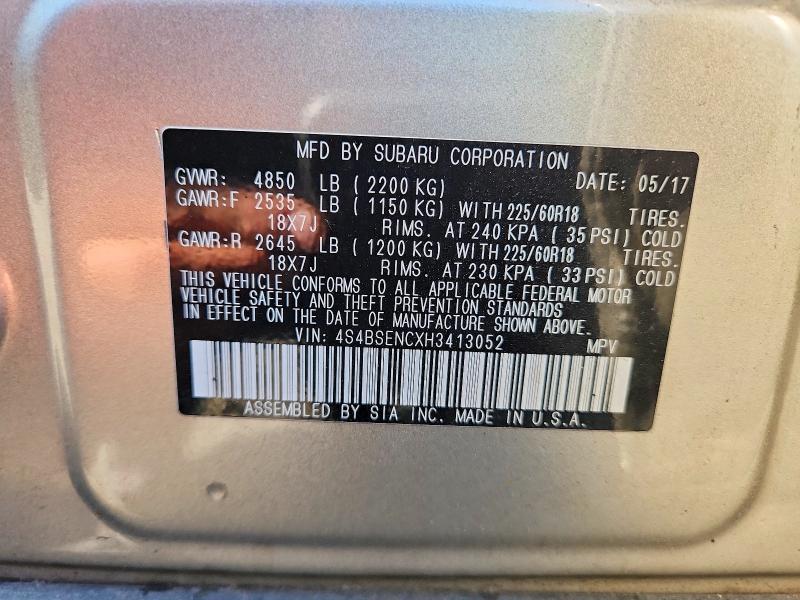 Aukcja sprzedaży 2017 Subaru Outback, vin: 4S4BSENCXH3413052, numer aukcji: 66009236