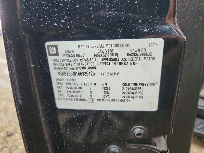 66354496 :رقم المزاد ، 1GKET66M166136125 vin ، 2006 Gmc Envoy مزاد بيع