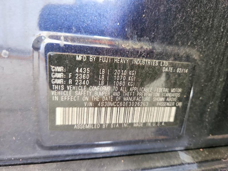 2014 Subaru Legacy მანქანა იყიდება აუქციონზე, vin: 4S3BMCC60E3026263, აუქციონის ნომერი: 67288226