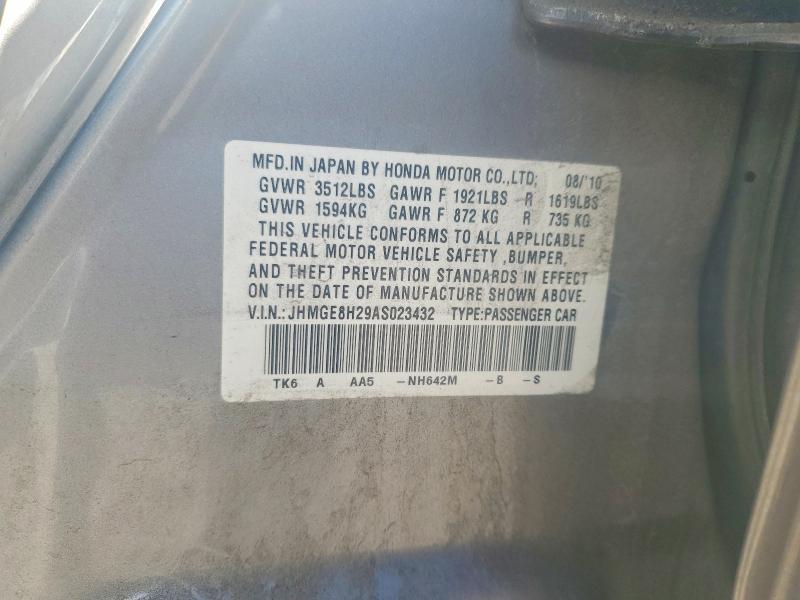 Aukcja sprzedaży 2010 Honda Fit, vin: JHMGE8H29AS023432, numer aukcji: 65812476
