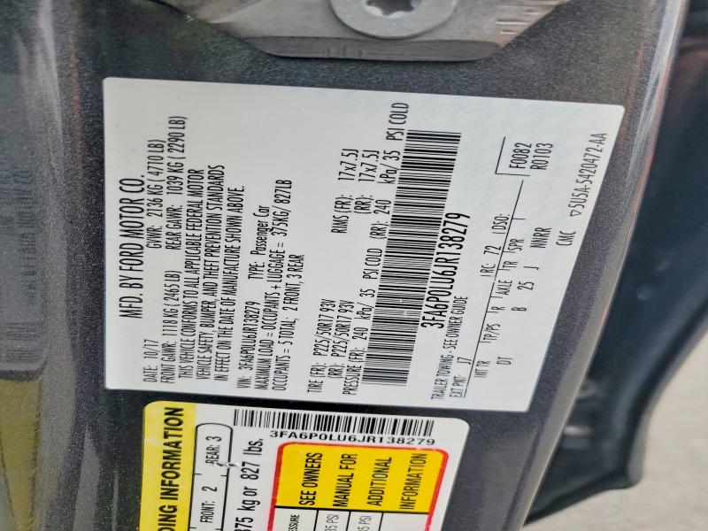 Aukcja sprzedaży 2018 Ford Fusion, vin: 3FA6P0LU6JR138279, numer aukcji: 66776136
