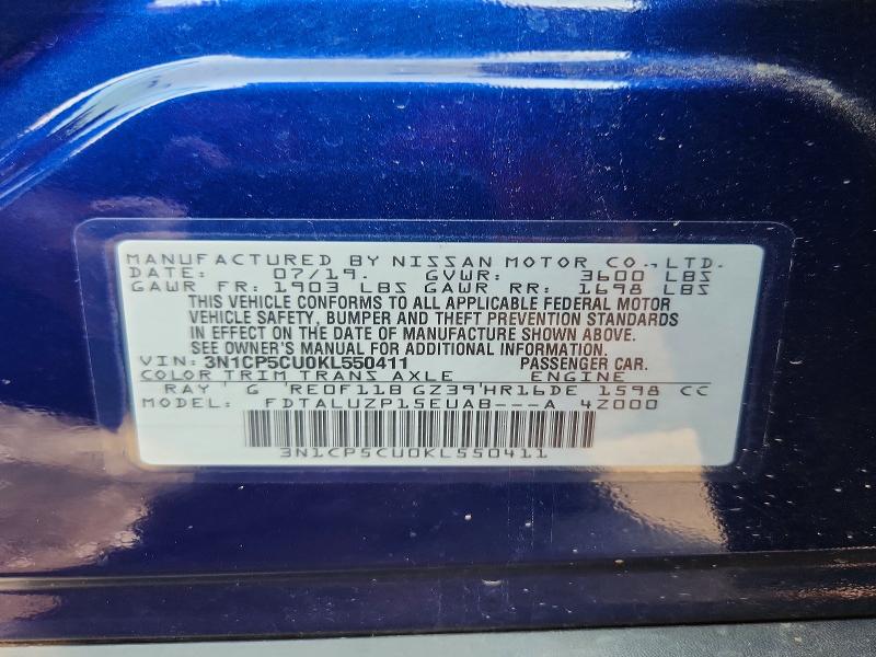 Продаж на аукціоні авто 2019 Nissan Kicks, vin: 3N1CP5CU0KL550411, номер лоту: 64893396