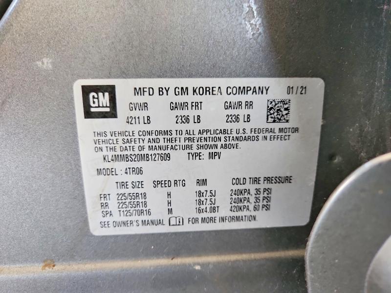 64062616 :رقم المزاد ، KL4MMBS20MB127609 vin ، 2021 Buick Encore Gx مزاد بيع