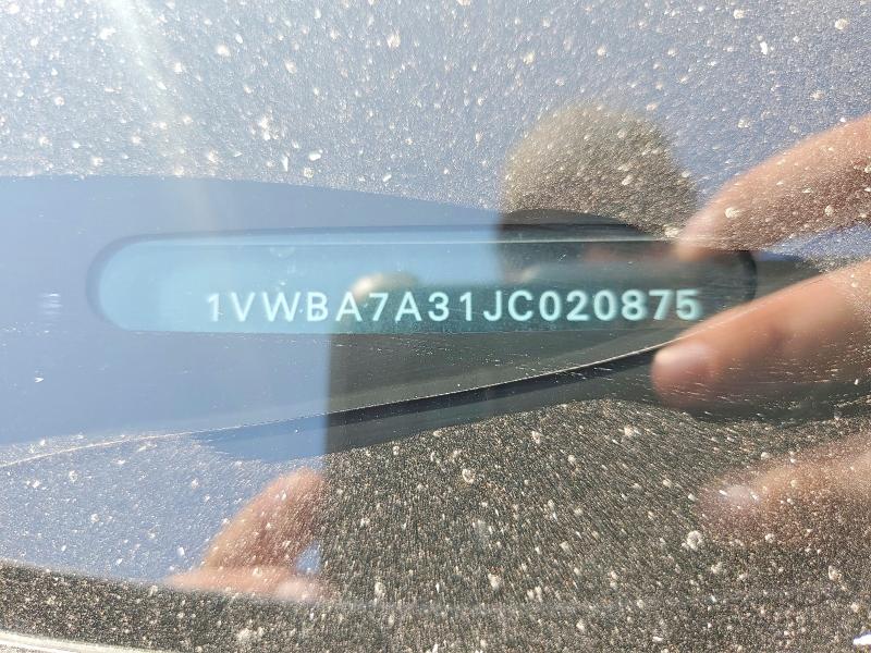 2018 Volkswagen Passat მანქანა იყიდება აუქციონზე, vin: 1VWBA7A31JC020875, აუქციონის ნომერი: 64552946