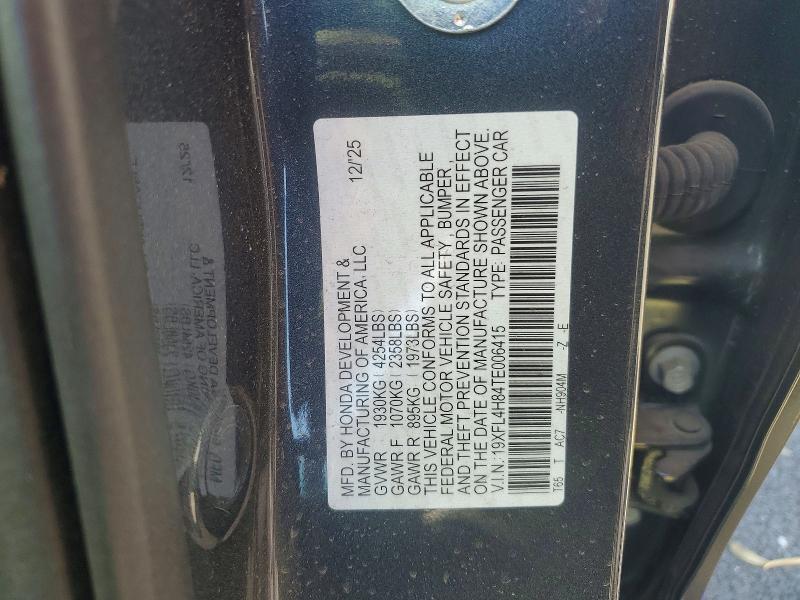 63915316 :رقم المزاد ، 19XFL4H84TE006415 vin ، 2026 Honda Civic مزاد بيع