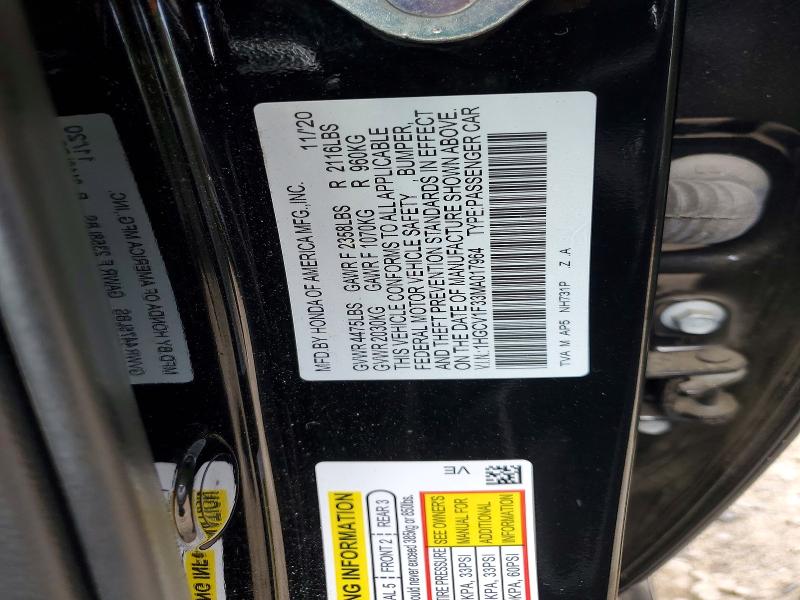 Aukcja sprzedaży 2021 Honda Accord, vin: 1HGCV1F33MA017964, numer aukcji: 64373826