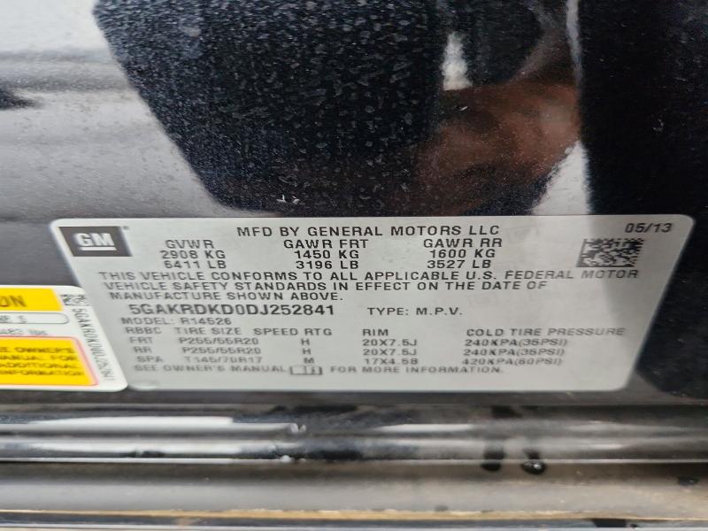 63675586 :رقم المزاد ، 5GAKRDKD0DJ252841 vin ، 2013 Buick Enclave مزاد بيع