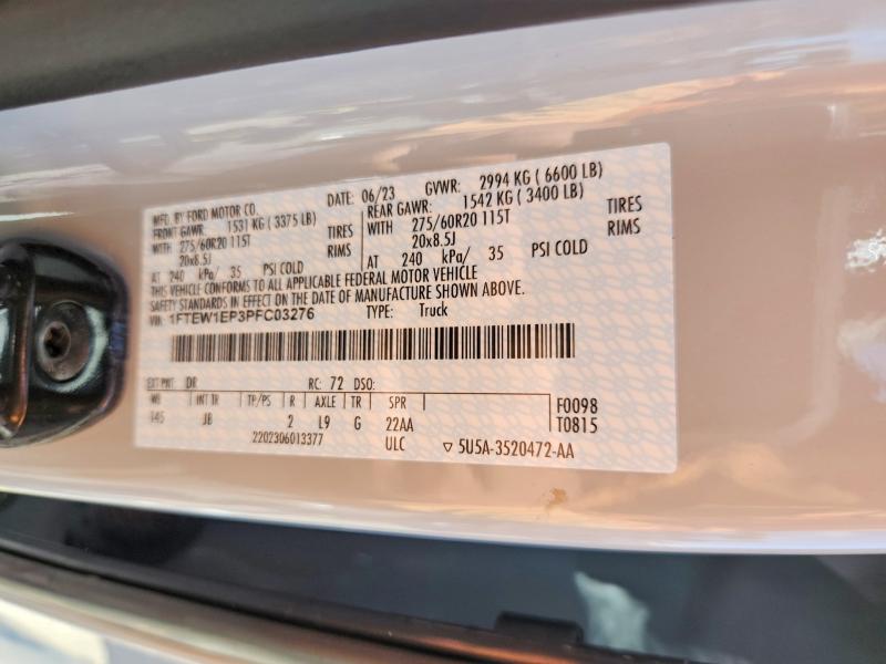 64157376 :رقم المزاد ، 1FTEW1EP3PFC03276 vin ، 2023 Ford F150 مزاد بيع