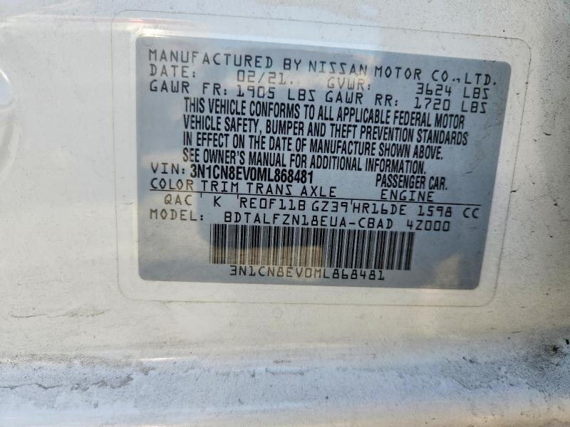 Продажа на аукционе авто 2021 Nissan Versa, vin: 3N1CN8EV0ML868481, номер лота: 66616986