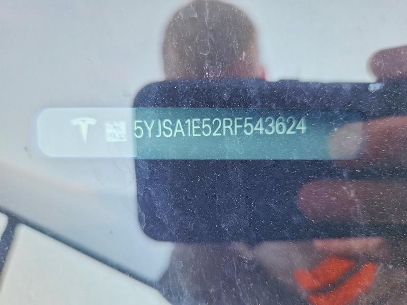 2024 Tesla Model S მანქანა იყიდება აუქციონზე, vin: 5YJSA1E52RF543624, აუქციონის ნომერი: 65095556