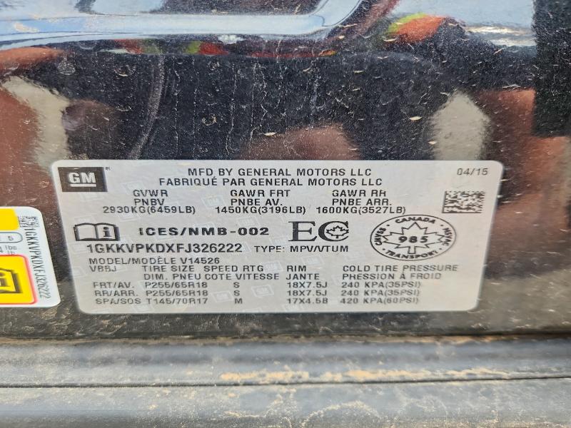 64929406 :رقم المزاد ، 1GKKVPKDXFJ326222 vin ، 2015 Gmc Acadia مزاد بيع