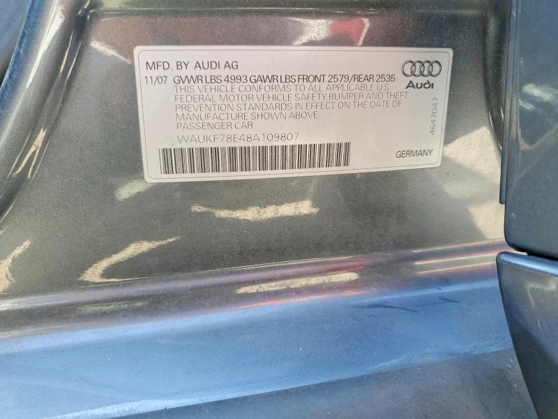 63026316 :رقم المزاد ، WAUKF78E48A109807 vin ، 2008 Audi A4 مزاد بيع