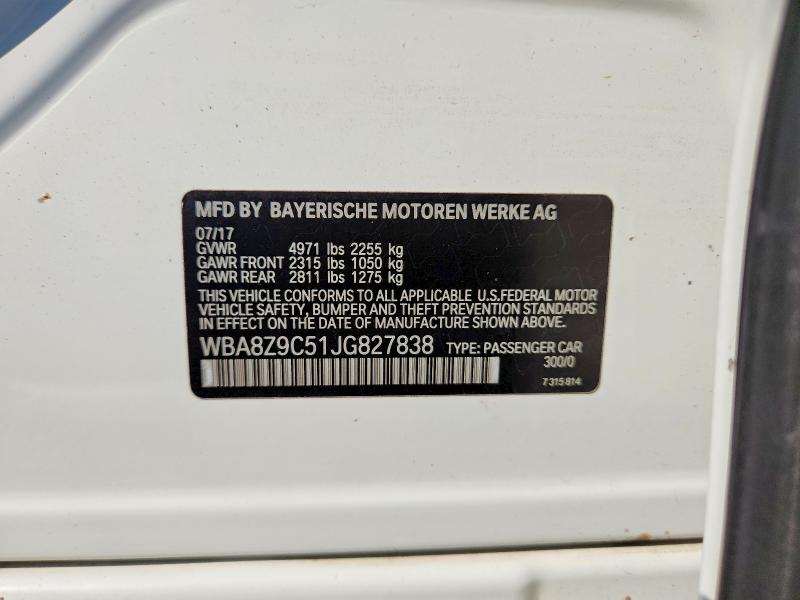 Продаж на аукціоні авто 2018 Bmw 330, vin: WBA8Z9C51JG827838, номер лоту: 64913056