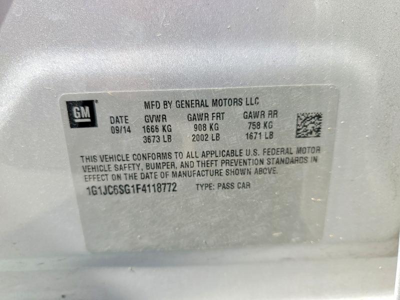 Aukcja sprzedaży 2015 Chevrolet Sonic, vin: 1G1JC6SG1F4118772, numer aukcji: 66389096