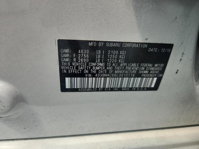 65303086 :رقم المزاد ، 4S3BWAC66L3015716 vin ، 2020 Subaru Legacy مزاد بيع