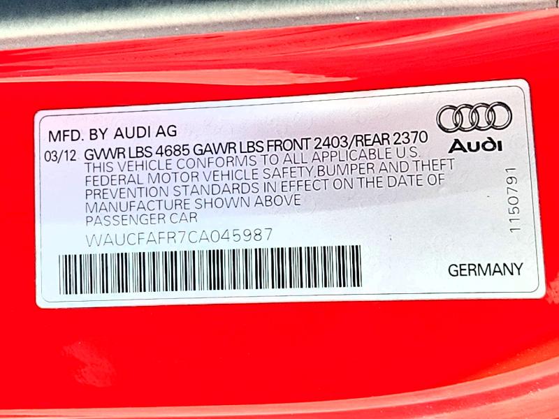Продажа на аукционе авто 2012 Audi A5, vin: WAUCFAFR7CA045987, номер лота: 65640926