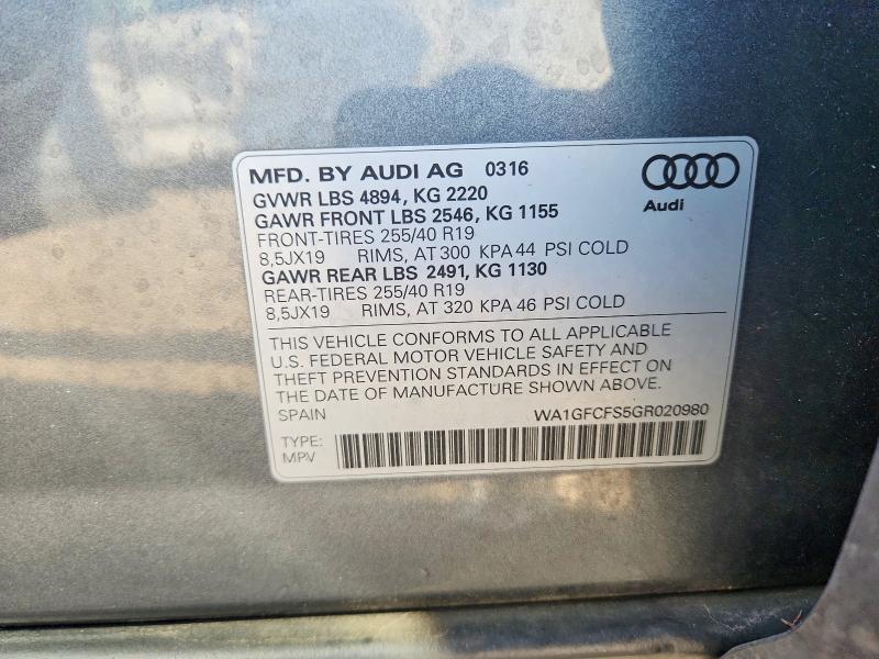 Продаж на аукціоні авто 2016 Audi Q3, vin: WA1GFCFS5GR020980, номер лоту: 66461736