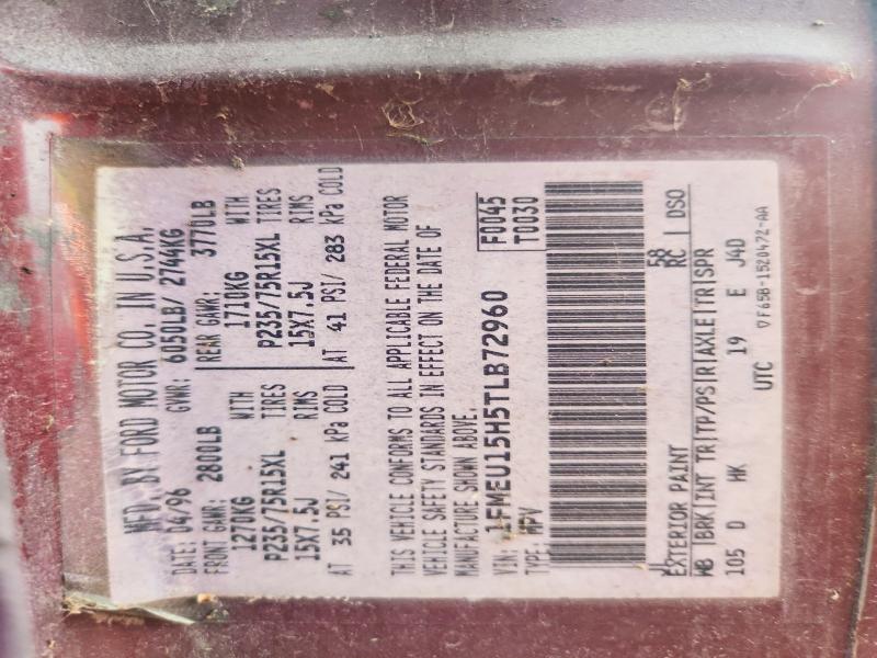 1996 Ford Bronco მანქანა იყიდება აუქციონზე, vin: 1FMEU15H5TLB72960, აუქციონის ნომერი: 67206276