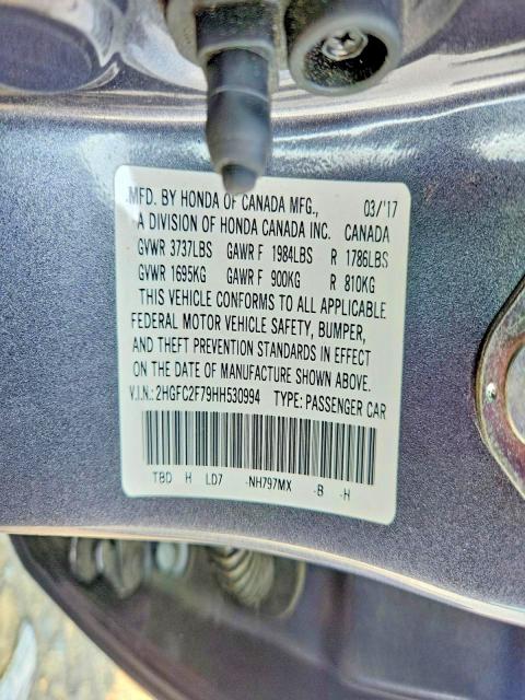 64310806 :رقم المزاد ، 2HGFC2F79HH530994 vin ، 2017 Honda Civic مزاد بيع