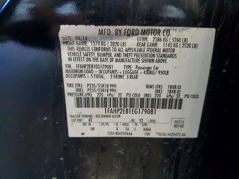 Продажа на аукционе авто 2014 Ford Taurus, vin: 1FAHP2E81EG179081, номер лота: 63335296