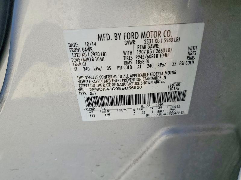 Aukcja sprzedaży 2014 Ford Edge, vin: 2FMDK4JC0EBB56620, numer aukcji: 64572506