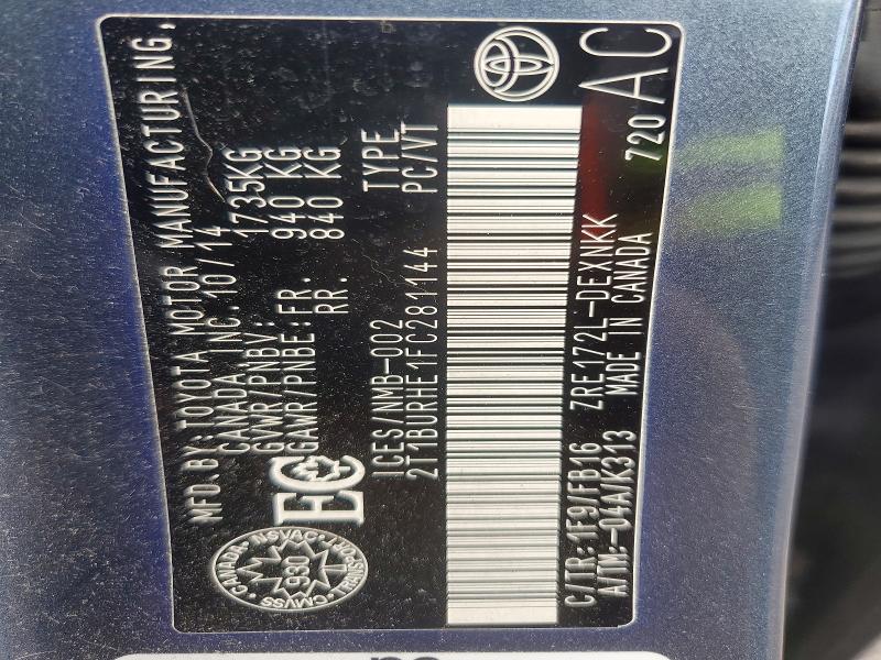Aukcja sprzedaży 2015 Toyota Corolla, vin: 2T1BURHE1FC281144, numer aukcji: 64750096