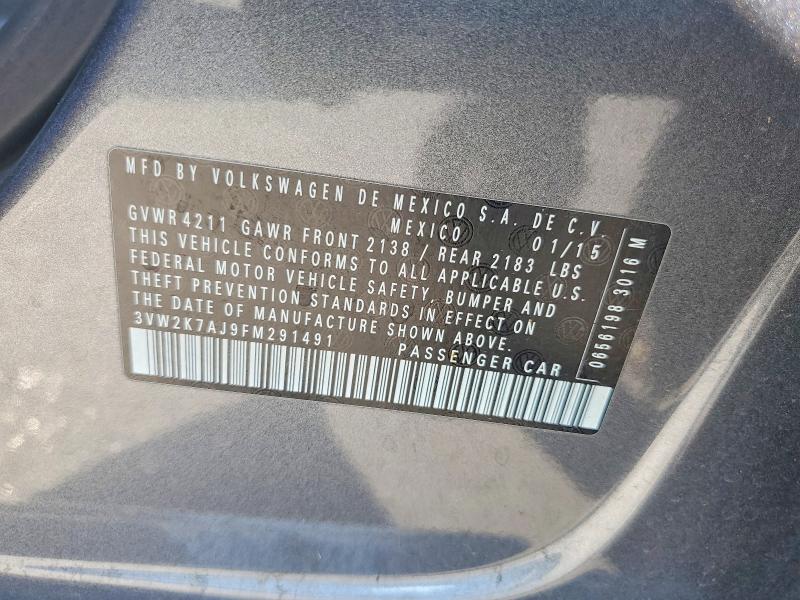 Продажа на аукционе авто 2015 Volkswagen Jetta, vin: 3VW2K7AJ9FM291491, номер лота: 66369246
