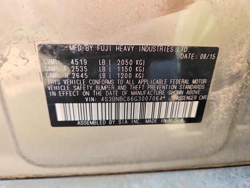 Aukcja sprzedaży 2016 Subaru Legacy, vin: 4S3BNBC66G3007064, numer aukcji: 66048076