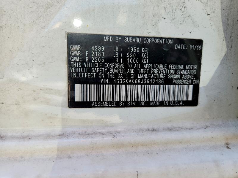 65318686 :رقم المزاد ، 4S3GKAK68J3612186 vin ، 2018 Subaru Impreza مزاد بيع
