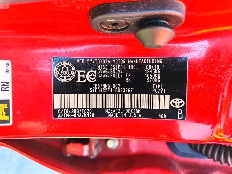Продаж на аукціоні авто 2020 Toyota Corolla, vin: 5YFB4RBE4LP023267, номер лоту: 62990126