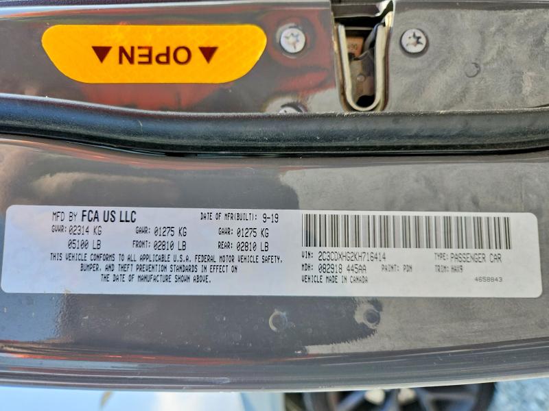 Auction sale of the 2019 Dodge Charger, vin: 2C3CDXHG2KH716414, lot number: 64486966