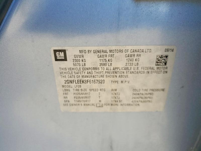 2015 Chevrolet Equinox მანქანა იყიდება აუქციონზე, vin: 2GNFLEEK8F6167920, აუქციონის ნომერი: 66637296