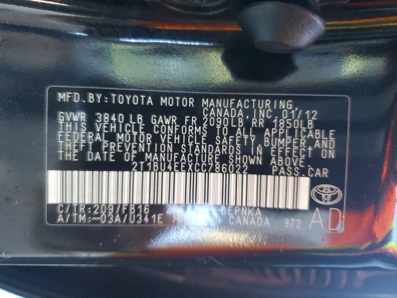 Aukcja sprzedaży 2012 Toyota Corolla, vin: 2T1BU4EEXCC786022, numer aukcji: 65822616