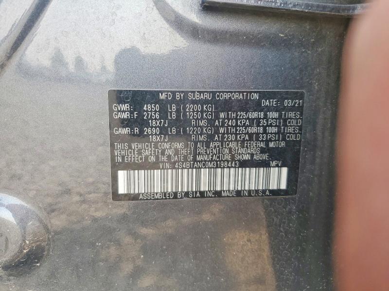 Продаж на аукціоні авто 2021 Subaru Outback, vin: 4S4BTANC0M3198443, номер лоту: 64255536