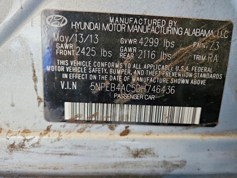 Продажа на аукционе авто 2013 Hyundai Sonata, vin: 5NPEB4AC5DH746436, номер лота: 66119106