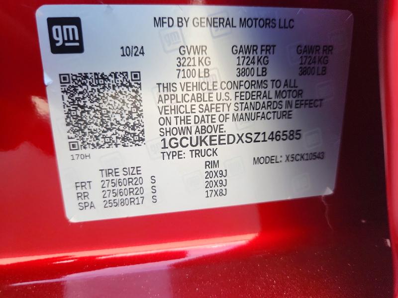 65399046 :رقم المزاد ، 1GCUKEEDXSZ146585 vin ، 2025 Chevrolet Silverado مزاد بيع
