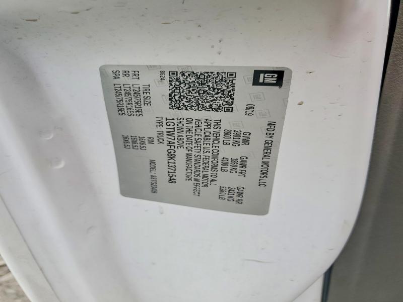 Aukcja sprzedaży 2019 Gmc Savana, vin: 1GTW7AFG8K1371548, numer aukcji: 64752976