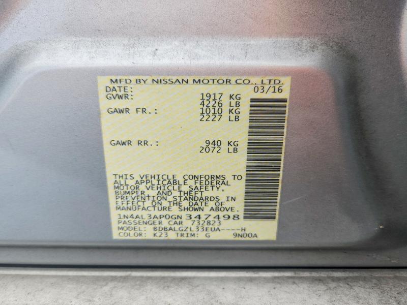 2016 Nissan Altima მანქანა იყიდება აუქციონზე, vin: 1N4AL3AP0GN347498, აუქციონის ნომერი: 63889626