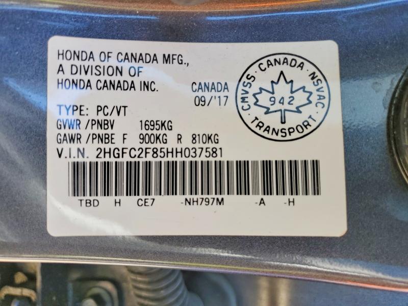 Aukcja sprzedaży 2017 Honda Civic, vin: 2HGFC2F85HH037581, numer aukcji: 63297206
