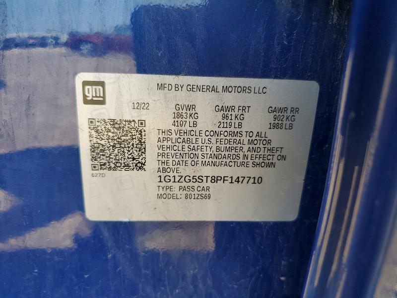 Продажа на аукционе авто 2023 Chevrolet Malibu, vin: 1G1ZG5ST8PF147710, номер лота: 63429006