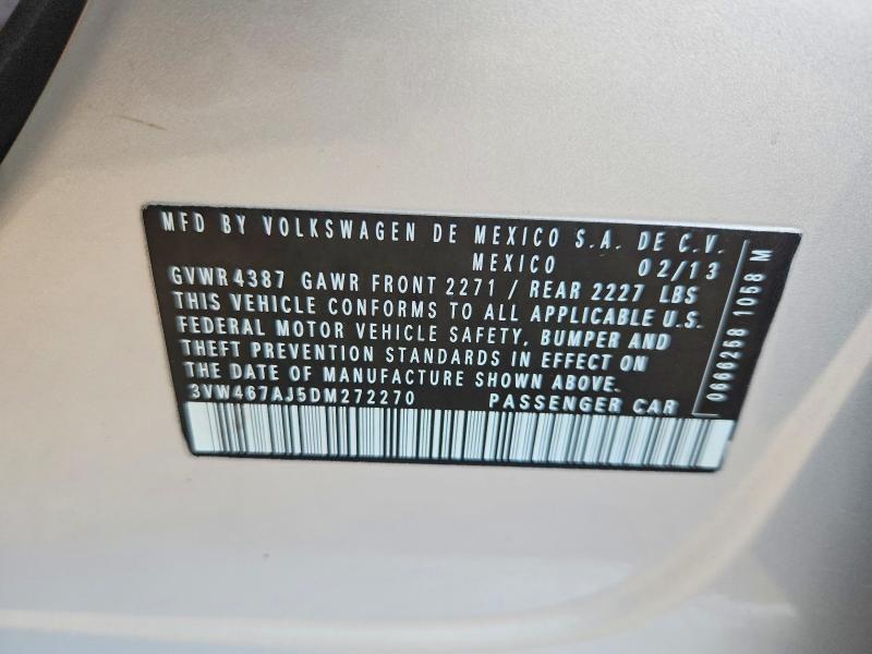 Продажа на аукционе авто 2013 Volkswagen Jetta, vin: 3VW467AJ5DM272270, номер лота: 66794066