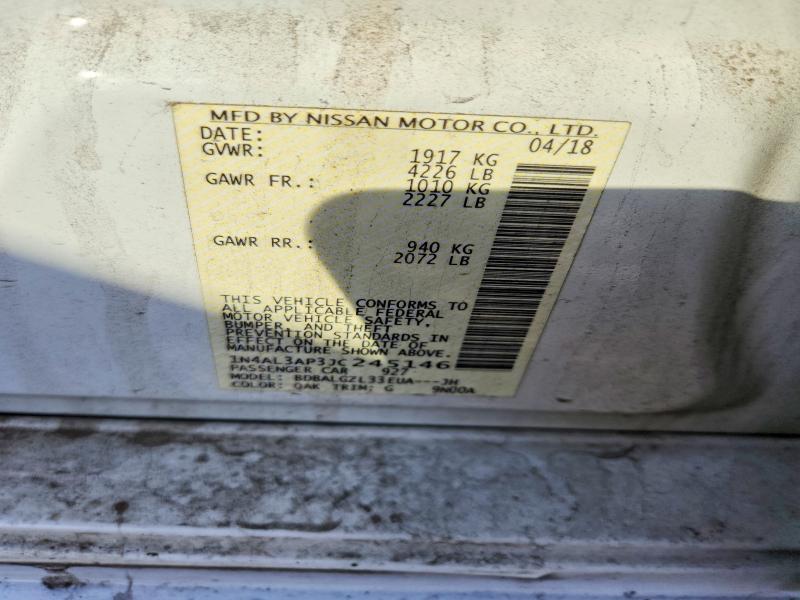 Продаж на аукціоні авто 2018 Nissan Altima, vin: 1N4AL3AP3JC245146, номер лоту: 64247166