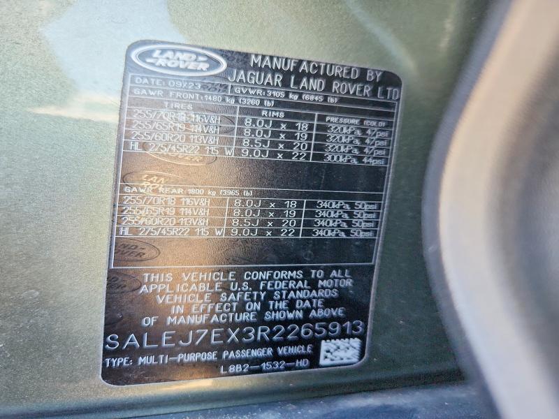 65561446 :رقم المزاد ، SALEJ7EX3R2265913 vin ، 2024 Land Rover Defender مزاد بيع