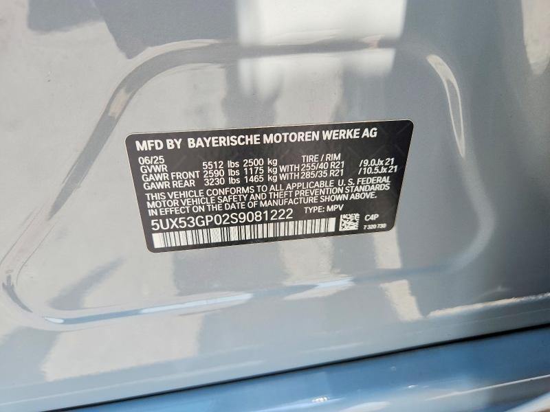 63825116 :رقم المزاد ، 5UX53GP02S9081222 vin ، 2025 Bmw X3 مزاد بيع