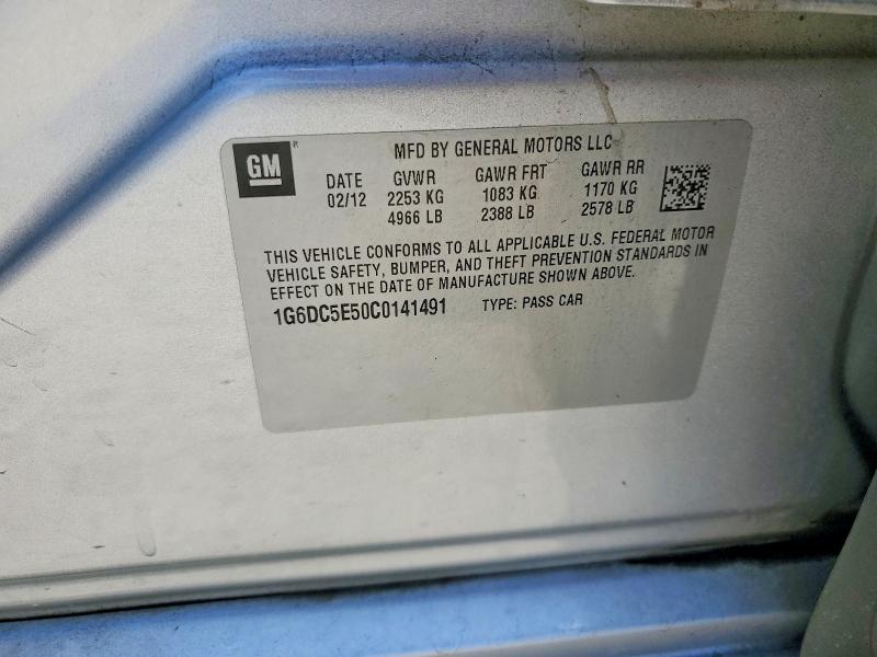 65274196 :رقم المزاد ، 1G6DC5E50C0141491 vin ، 2012 Cadillac Cts مزاد بيع