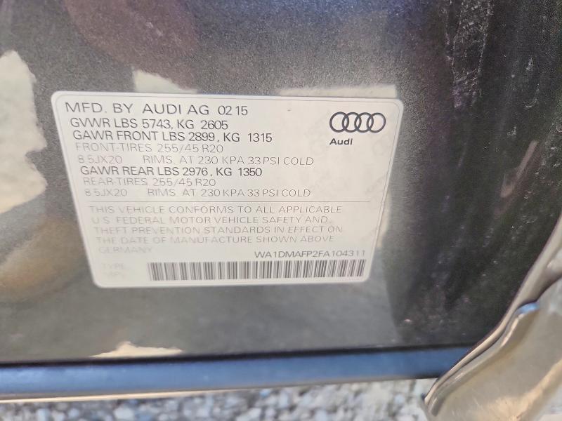 Aukcja sprzedaży 2015 Audi Q5, vin: WA1DMAFP2FA104311, numer aukcji: 65243196
