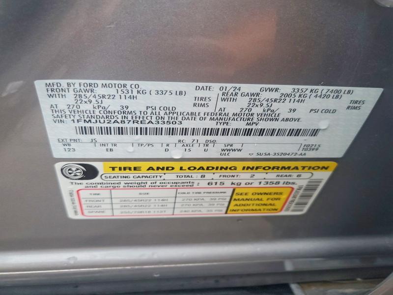 Продаж на аукціоні авто 2024 Ford Expedition, vin: 1FMJU2A87REA33503, номер лоту: 65197826