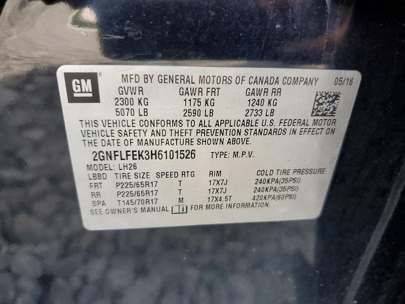 Aukcja sprzedaży 2017 Chevrolet Equinox, vin: 2GNFLFEK3H6101526, numer aukcji: 64247416