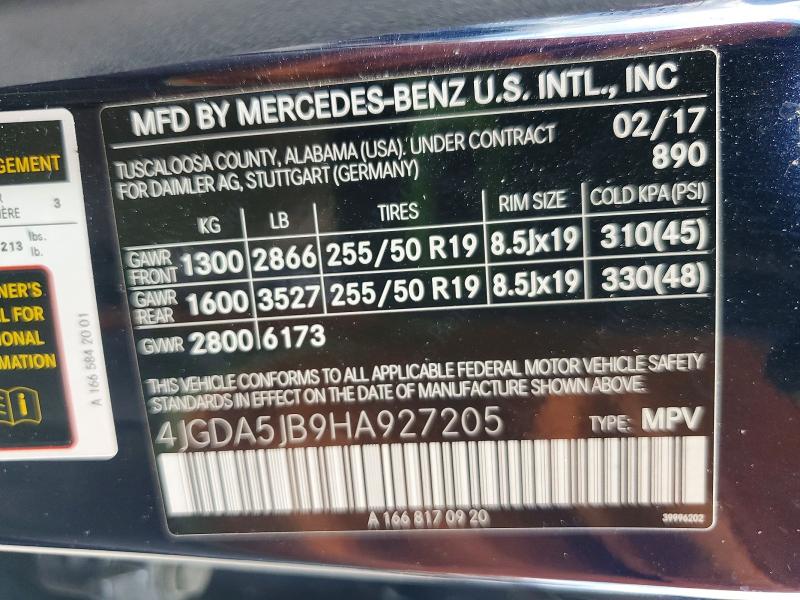 Aukcja sprzedaży 2017 Mercedes-benz Gle, vin: 4JGDA5JB9HA927205, numer aukcji: 65348776